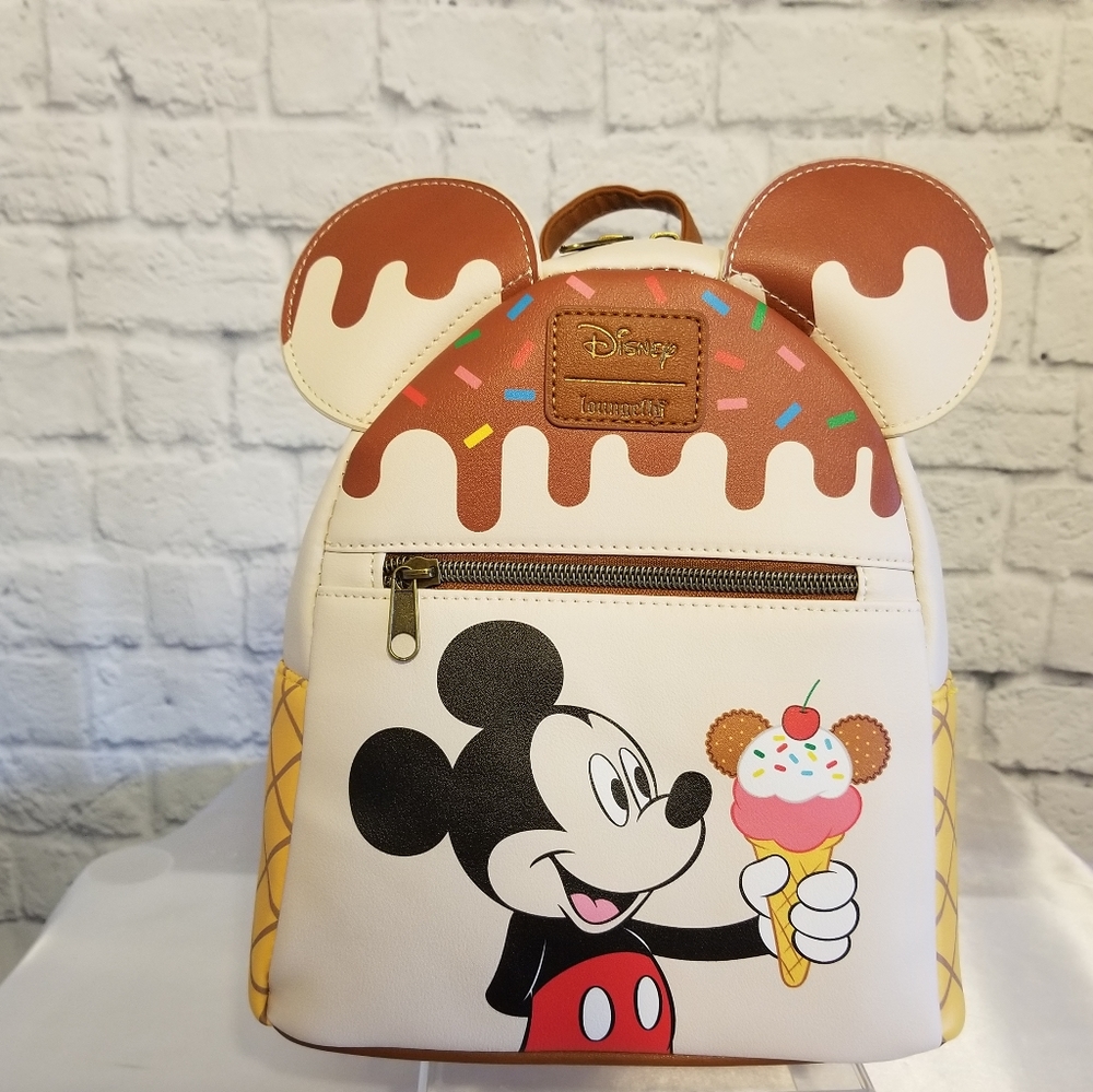 Loungefly Mickey Mouse Ice Cream Sprinkles Disney Mini Backpack Bag Limited New